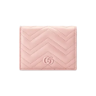 GUCCI GG Marmont Matelasse Card Case Wallet "Light Pink"