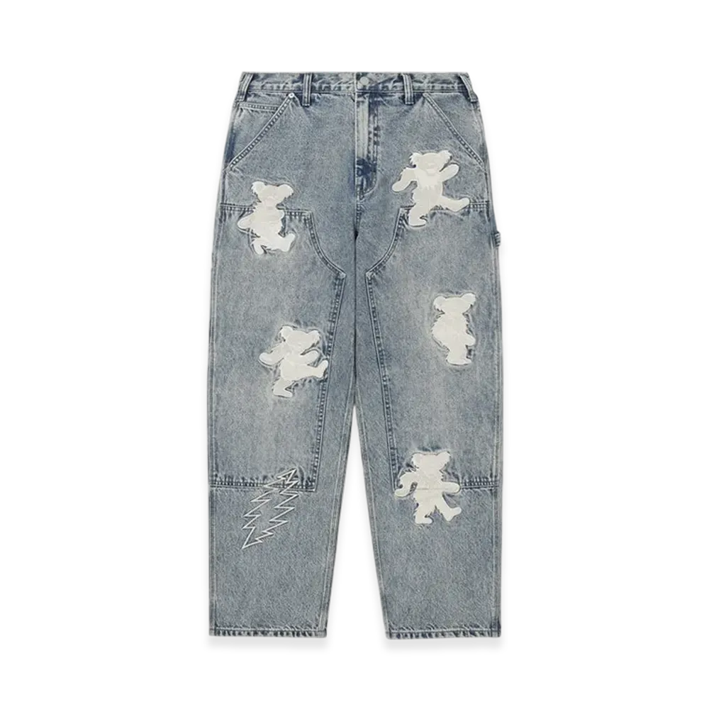 thisisneverthat x Grateful Dead Lightning Double Knee Pant "Washed Blue"