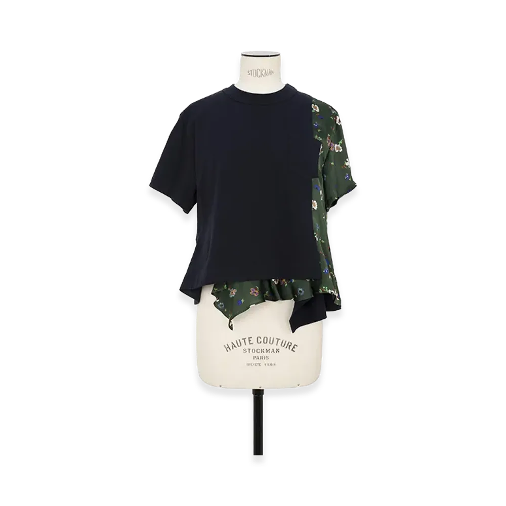 sacai Floral Print T-Shirt "Navy/Green"