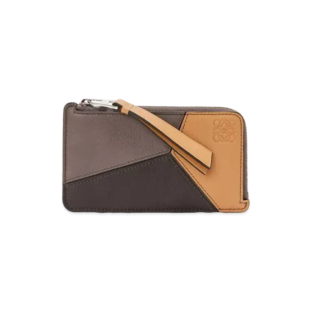 LOEWE  Puzzle Coin Cardholder In Classic Calf "Light Warm Dessert/Chocolate"