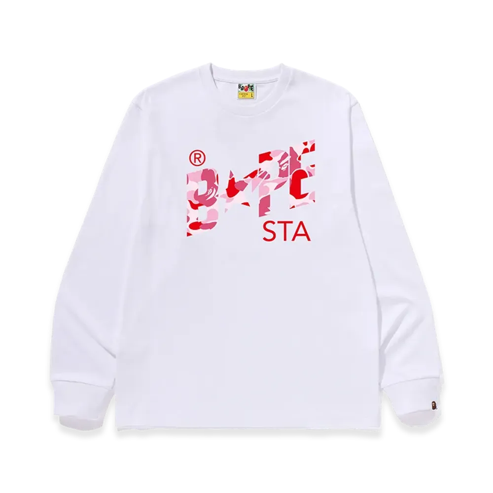 A BATHING APE ABC Camo Bape Sta LS Tee "White/Pink"