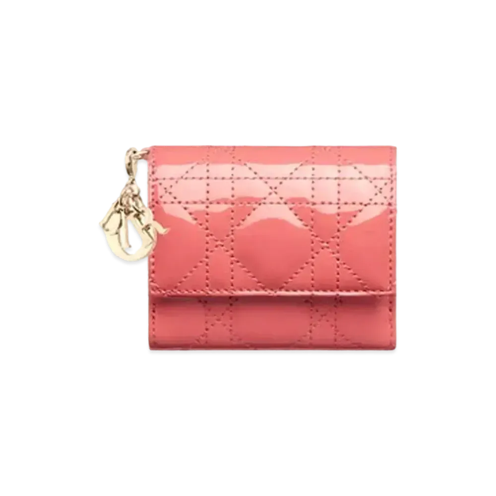 Dior Lady Dior Lotus Wallet Cannage Patent Calfskin "Dusty Coral Pink"