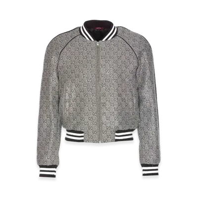 GUCCI Embellished Tweed Bomber Jacket "Black"