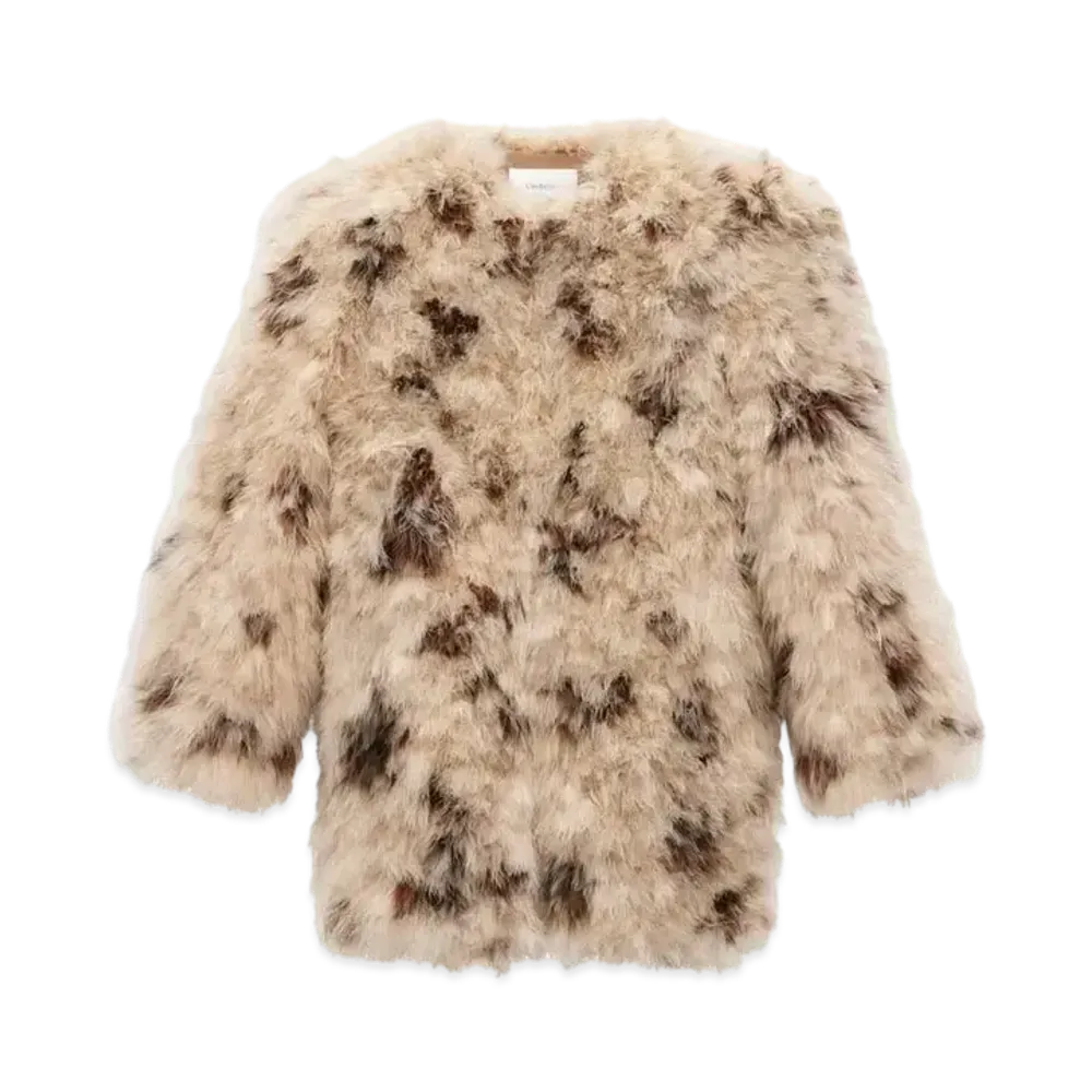 Saint Laurent Women's Feather Coat in Marabou "Natural/Black"