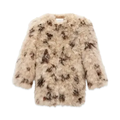Saint Laurent Women's Feather Coat in Marabou "Natural/Black"