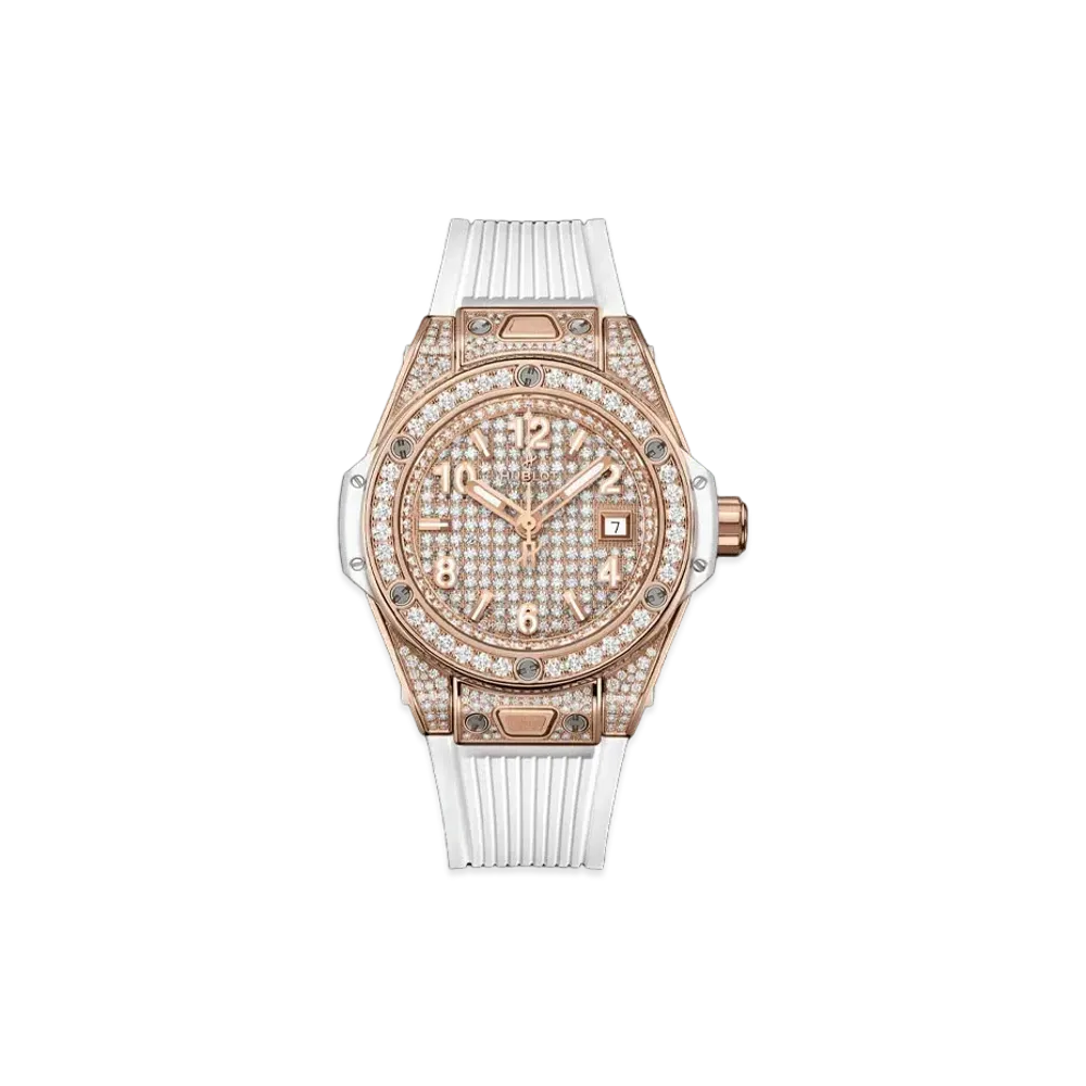 HUBLOT Big Bang One Click King Gold White Full Pave 33mm