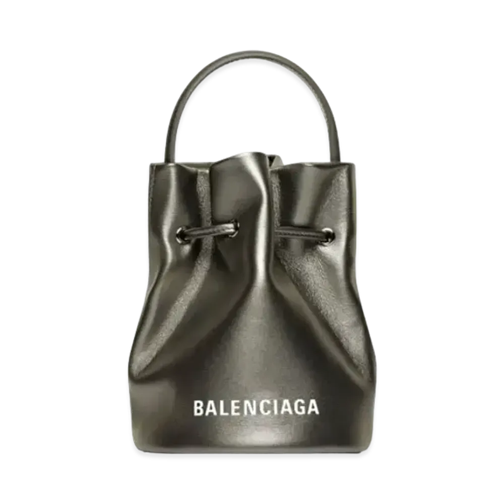 BALENCIAGA Women's Everyday XS Drawstring Bucket Bag "Black/White"