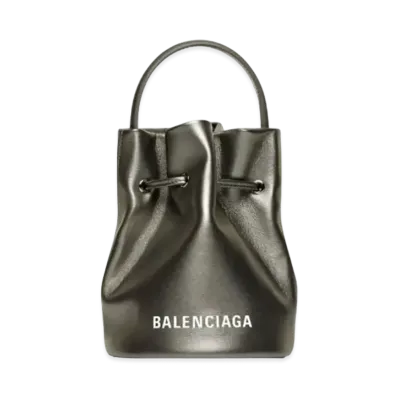 BALENCIAGA Women's Everyday XS Drawstring Bucket Bag "Black/White"