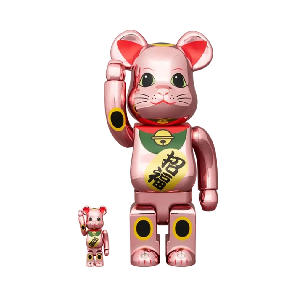 MEDICOM TOY "BEARBRICK" Lucky Cat Lucky Peach Gold Plated 100% & 400%