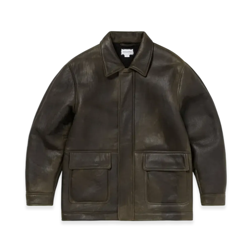 thisisneverthat Washed Shearling Jacket "Olive"