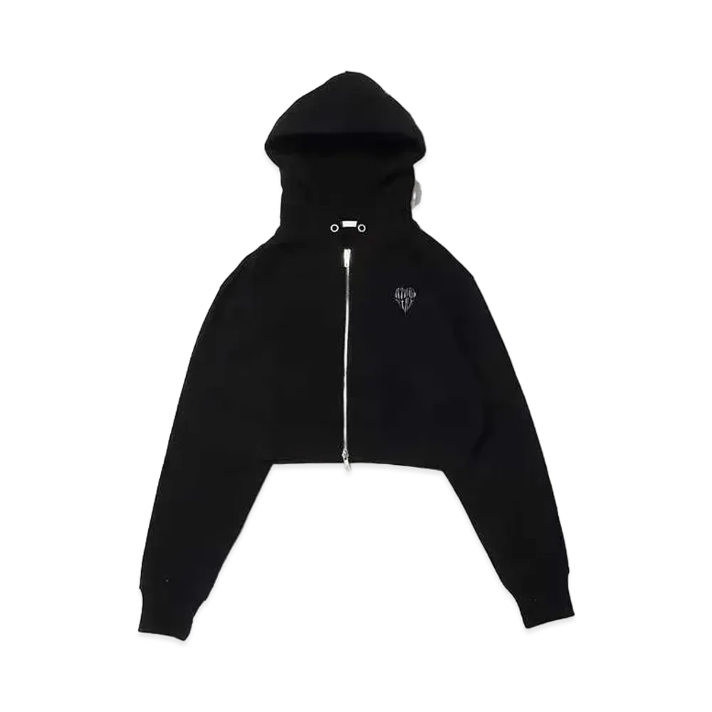 atmos pink Heart Logo Short Zip Hoodie "Black"