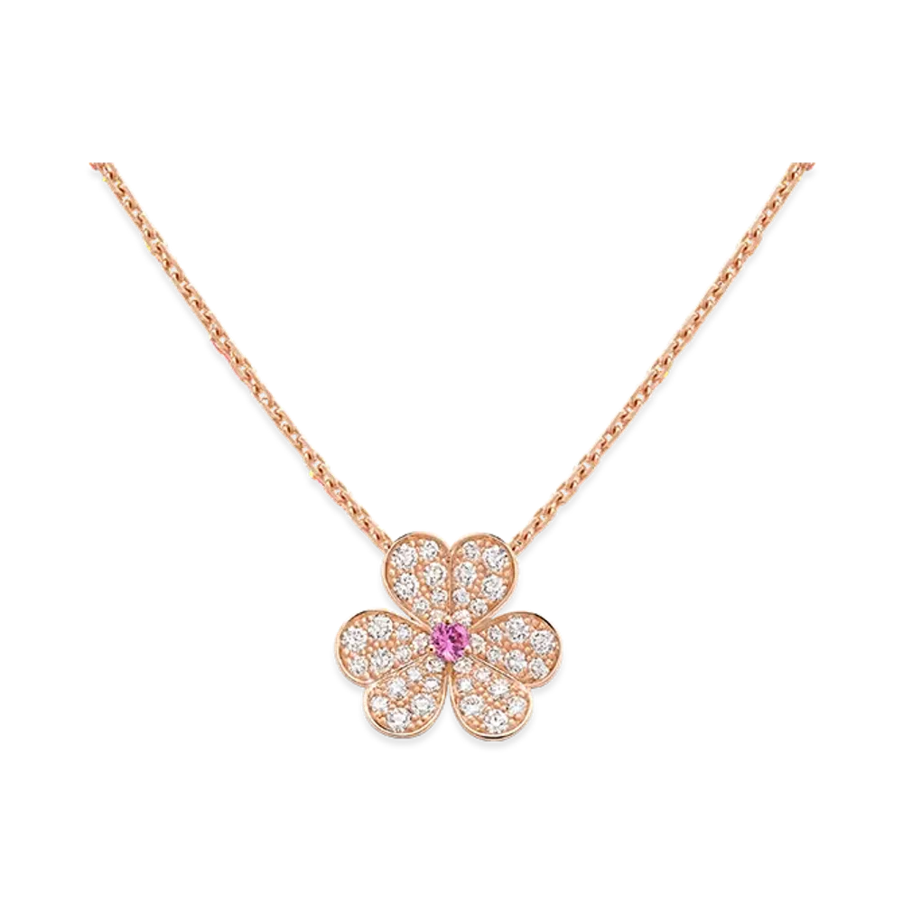 Van Cleef & Arpels Frivole pendant small model "18K Rose gold/Sapphire/Diamond"