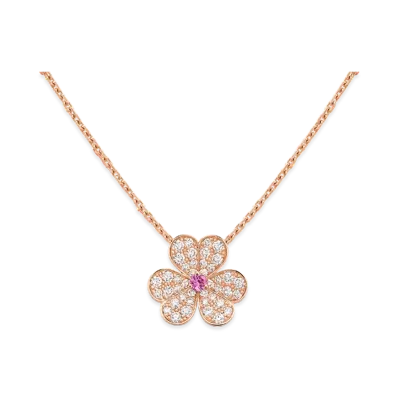 Van Cleef & Arpels Frivole pendant small model "18K Rose gold/Sapphire/Diamond"