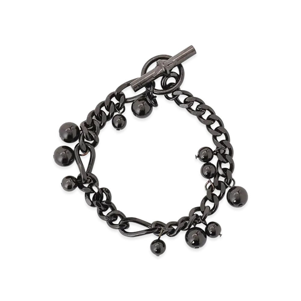 Y's Brass Silver Ball Bracelet "Black"