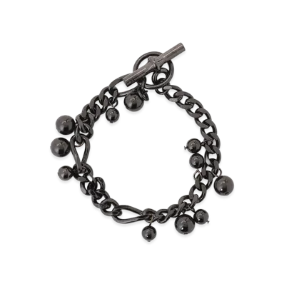 Y's Brass Silver Ball Bracelet "Black"
