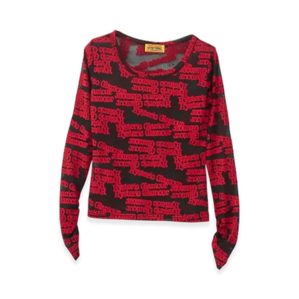 HYSTERIC GLAMOUR Type Logo Jacquard Chibi T-Shirt "Red"