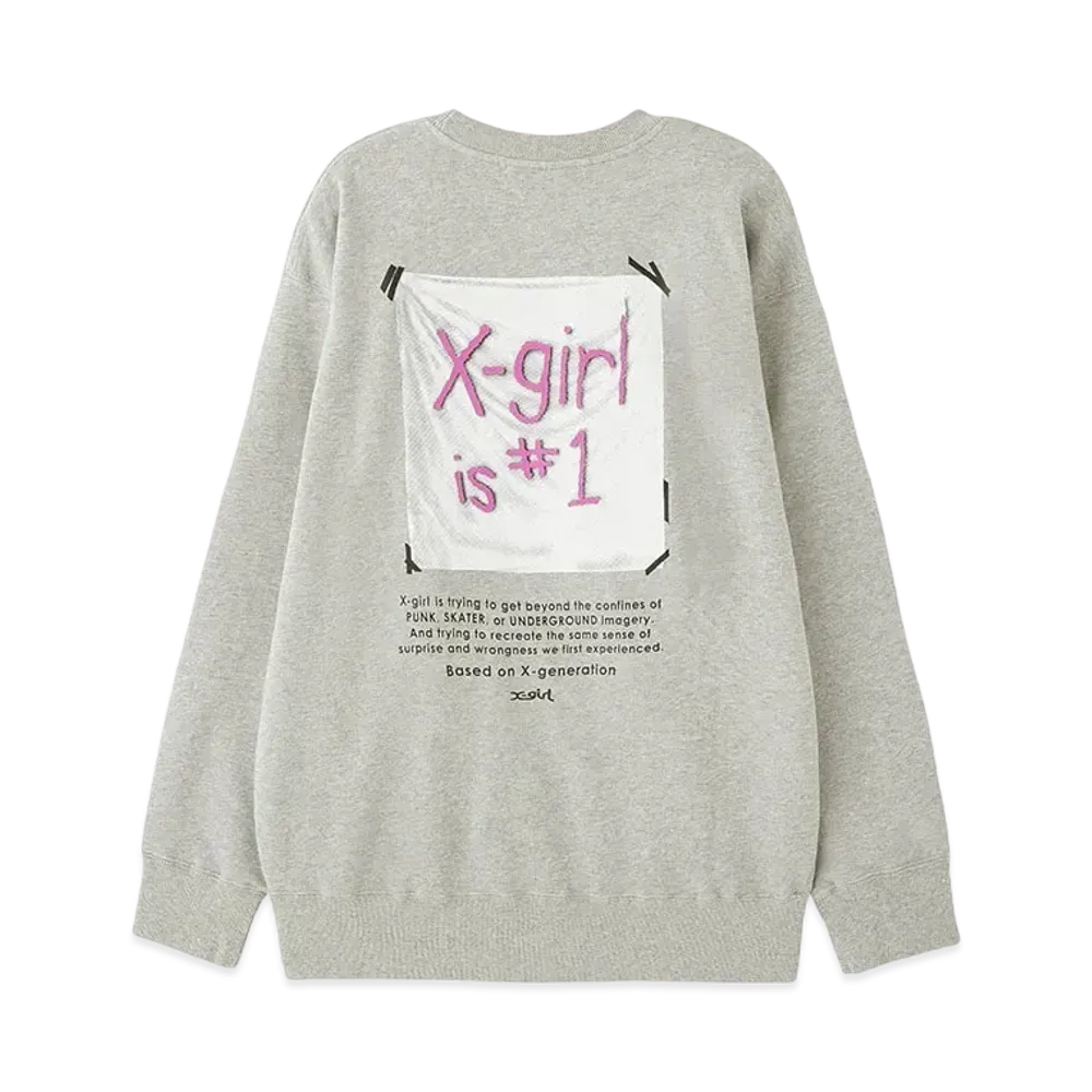 X-Girl Flag Big Sweat Top "Ash"