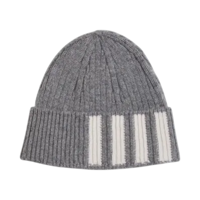 THOM BROWNE Cashmere Rib 4-Bar Hat "Gray"