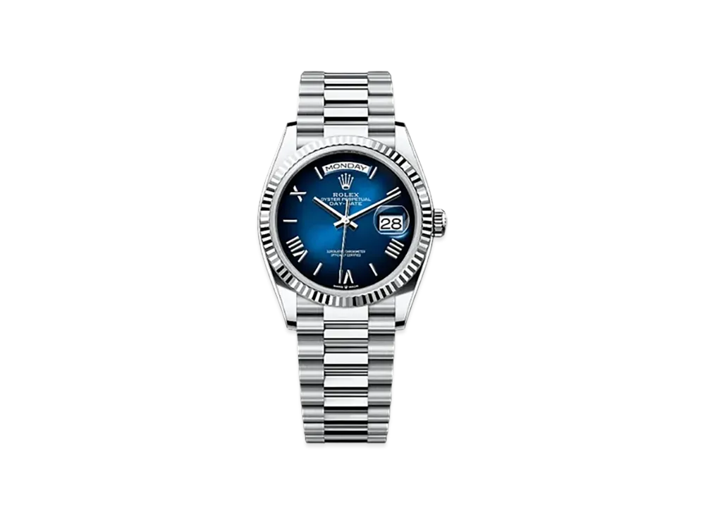 ROLEX Day-Date 36mm Platinum 128236 "Blue Ombre"