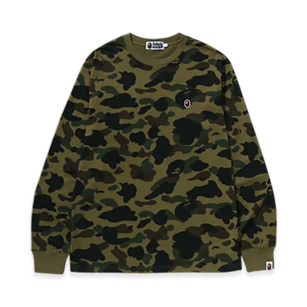 A BATHING APE 1St Camo One Point LS Tee "Green"