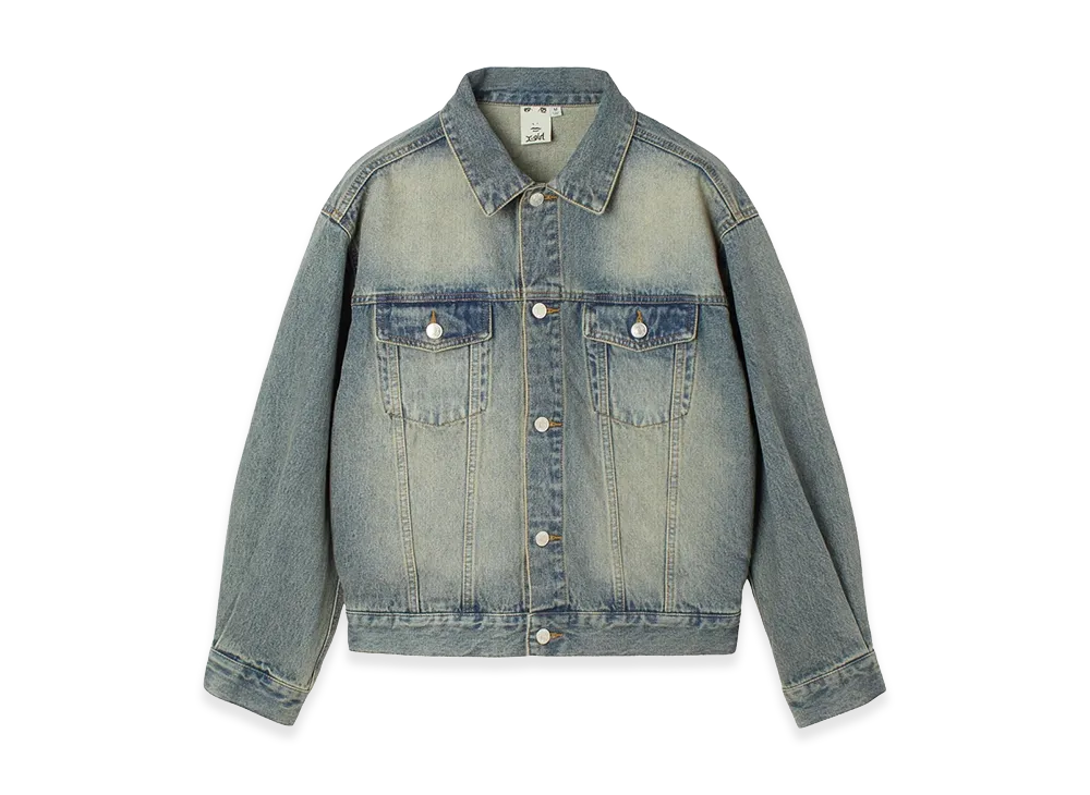 X-Girl Women's Logo Mark Stitched Denim Jacket "Light Indigo"