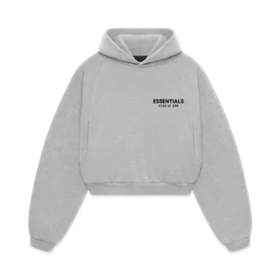 FEAR OF GOD Essentials Women's Fleece Cropped Hoodie "Light Heather Gray"