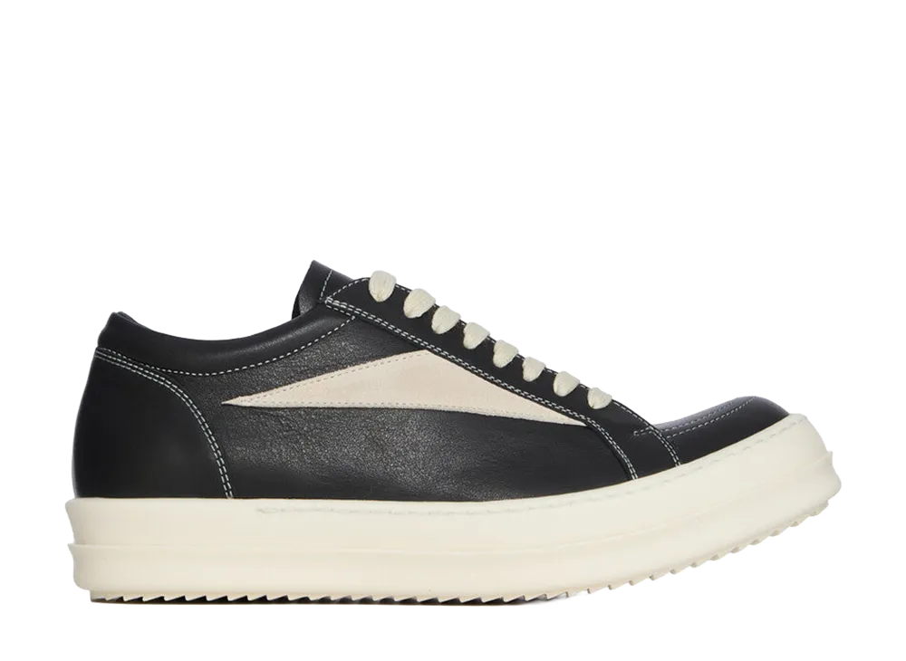 Rick Owens FW26 Tower Vintage Sneaks Full Grain Calf Leather and Suede Leather "Black/Milk"