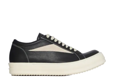 Rick Owens FW26 Tower Vintage Sneaks Full Grain Calf Leather and Suede Leather "Black/Milk"