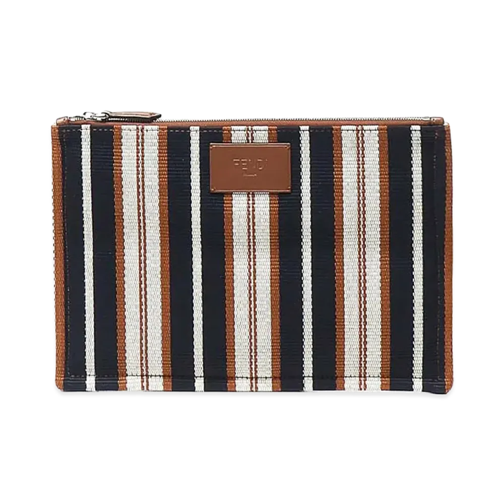 FENDI Embroidered Canvas Signature Pouch "Multicolor"