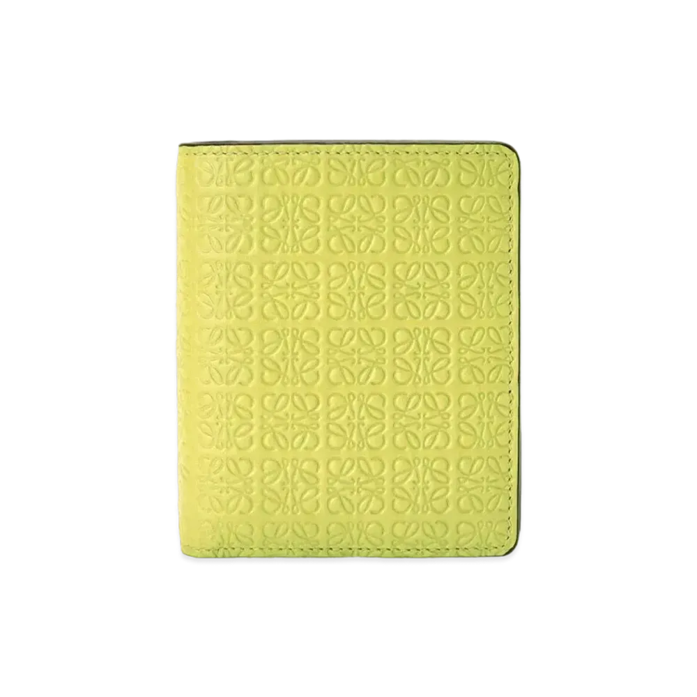 LOEWE Compact Zip Wallet In Embossed Silk Calfskin "Lime Yellow"