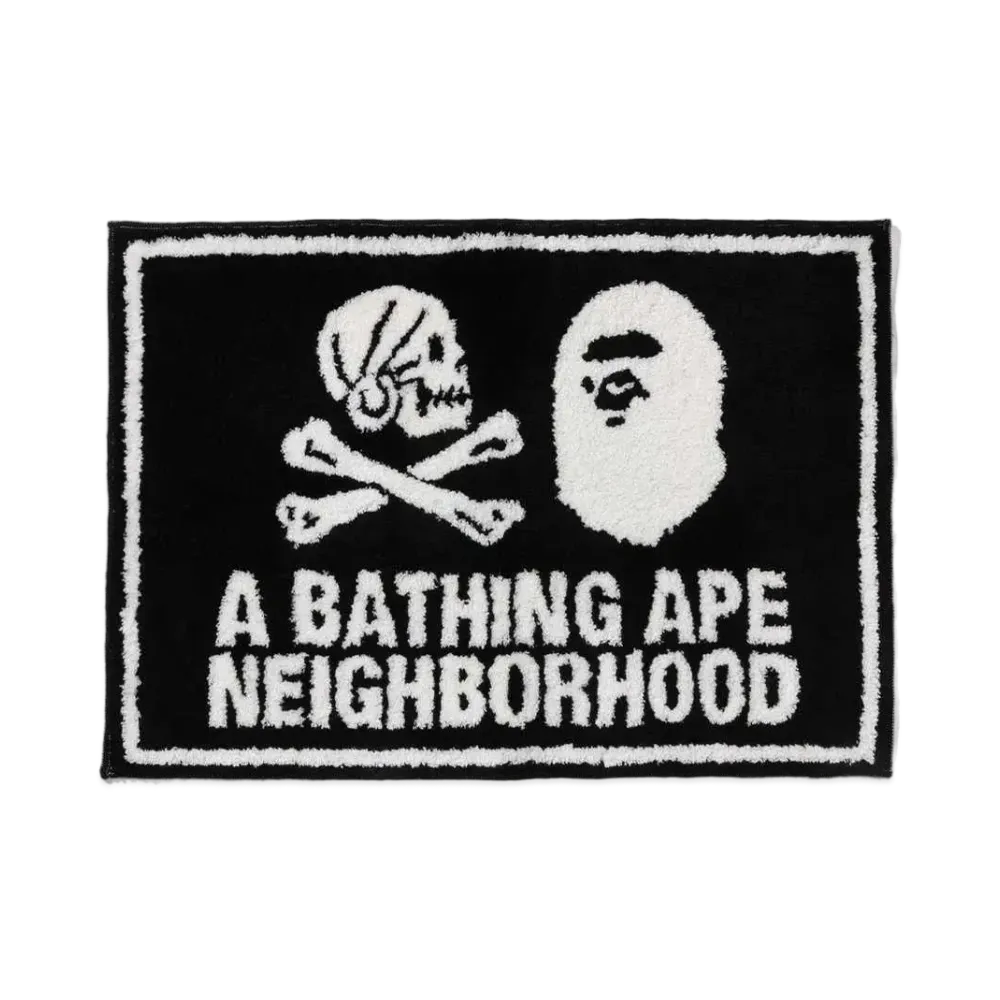 A BATHING APE x NEIGHBORHOOD Rug Mat "Black"