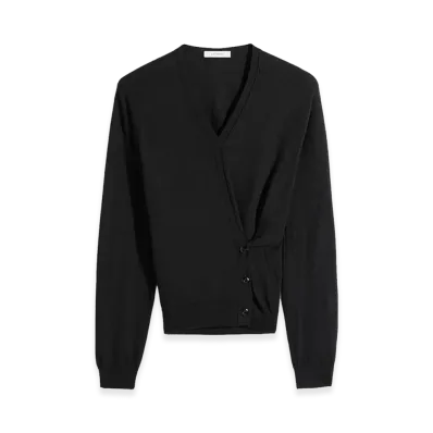 LEMAIRE Women's Twisted Merino Blend V-Neck Jumper "Black"