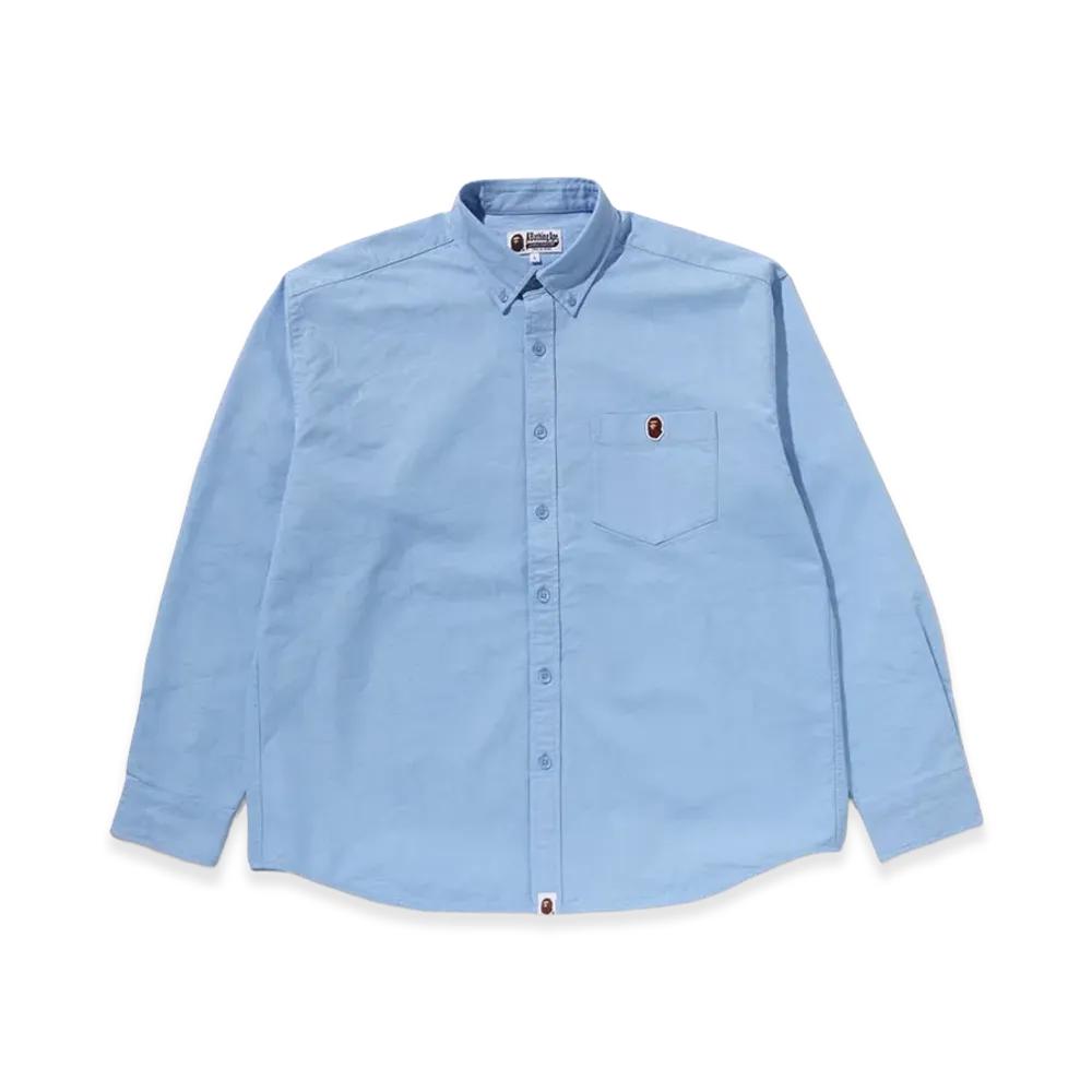 A BATHING APE One Point Line Camo Jacquard Oxford LS Shirt "Blue"