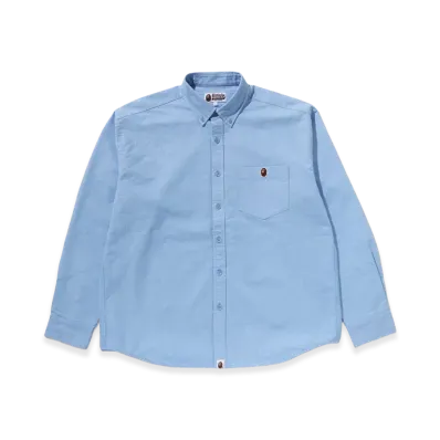 A BATHING APE One Point Line Camo Jacquard Oxford LS Shirt "Blue"