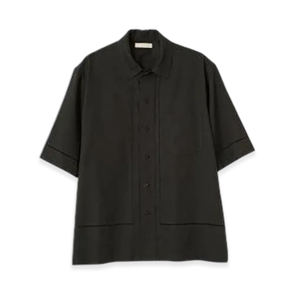 YOKE Embroidery Open Collar Shirt "Black"