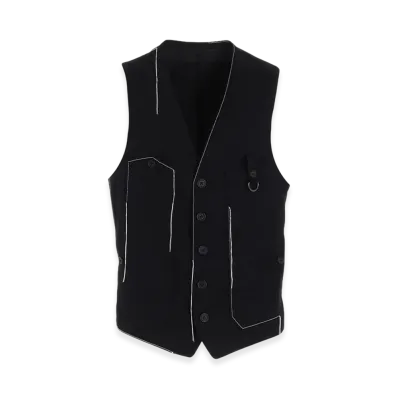 S'YTE Cotton Twill Color Stitching Work Vest "Black"