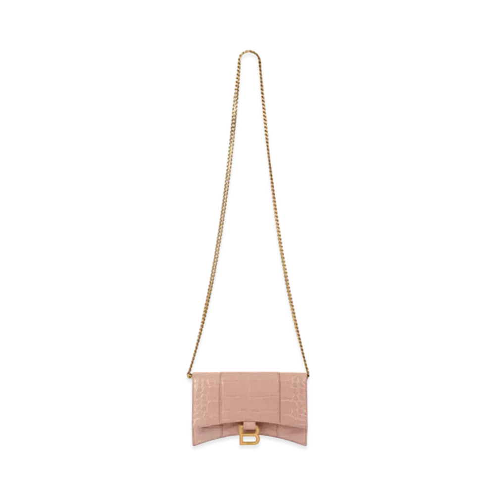 BALENCIAGA Hourglass Wallet With Chain "Beige"