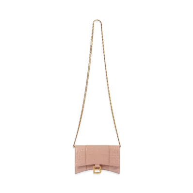 BALENCIAGA Hourglass Wallet With Chain "Beige"