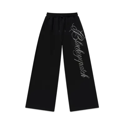 BlackEyePatch Rhinestone Big Script Sweat Pants "Black"