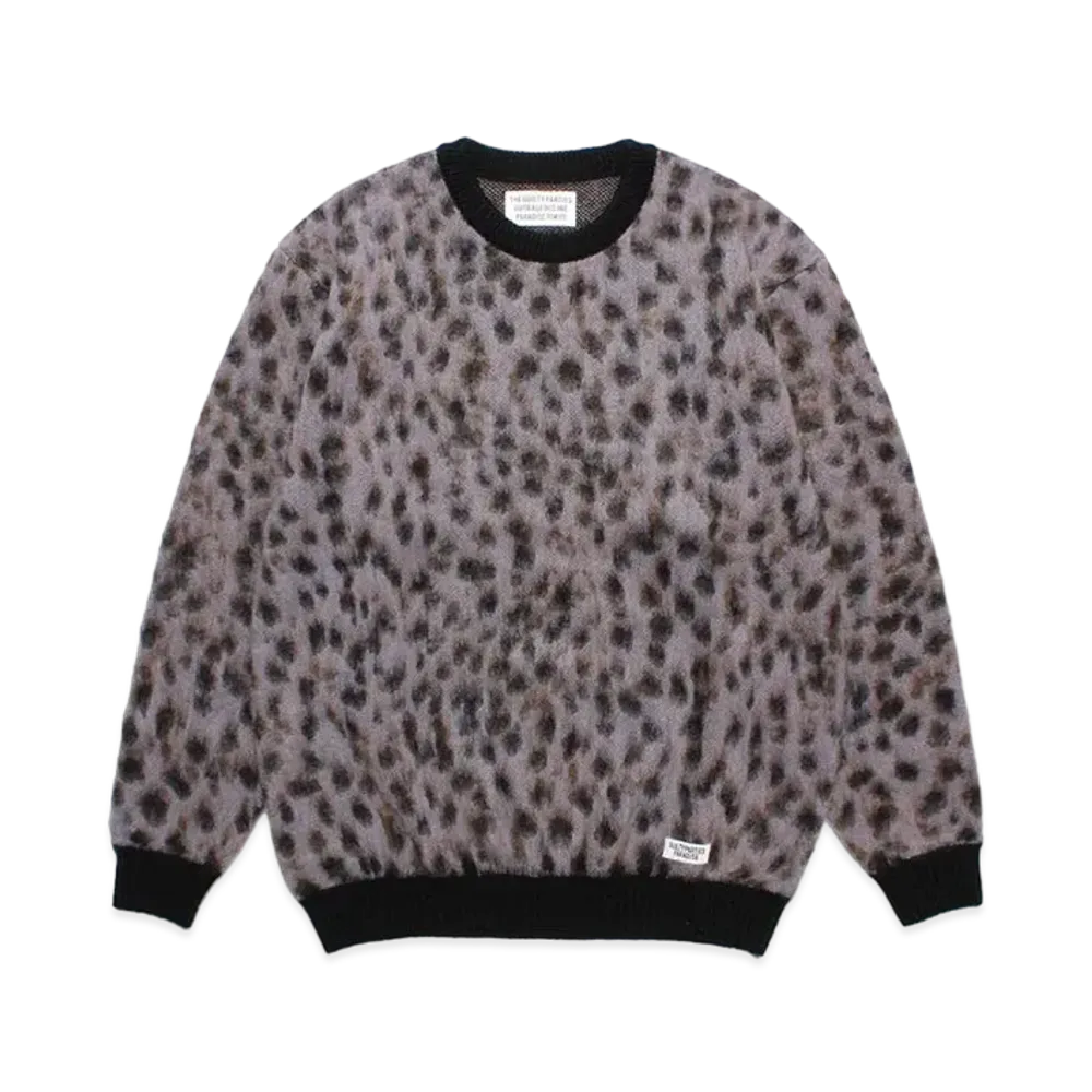 WACKO MARIA Leopard Mohair Knit Jacquard Sweater "Purple"