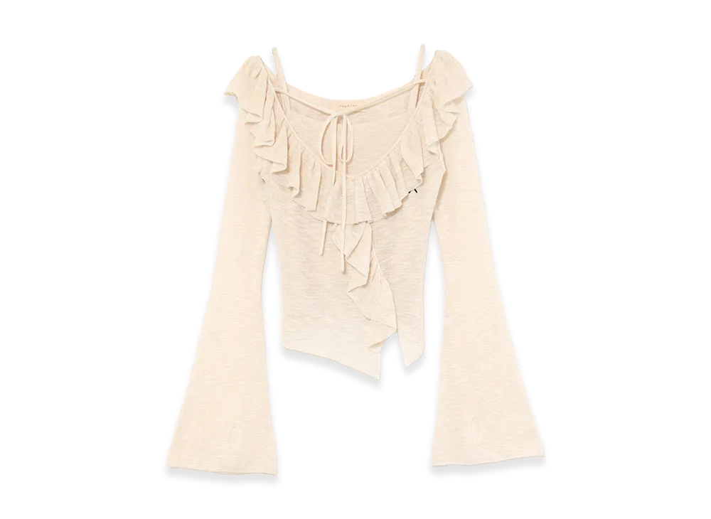 ANDMARY Women's Alison Frill Tops "Beige"