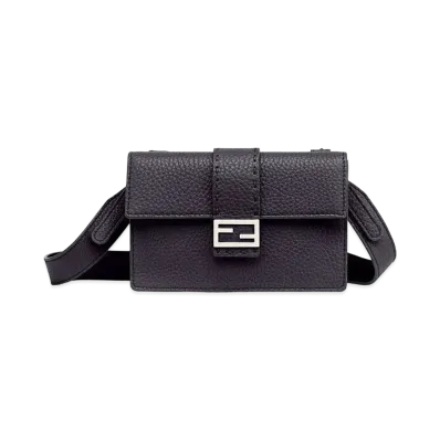 FENDI Baguette Slim Clutch Leather Bag "Black"