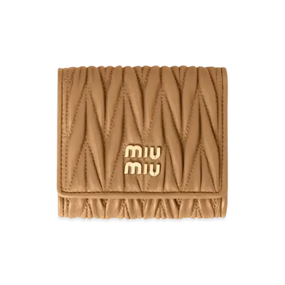 MIUMIU Small Matelasse Nappa Leather Wallet "Camel"