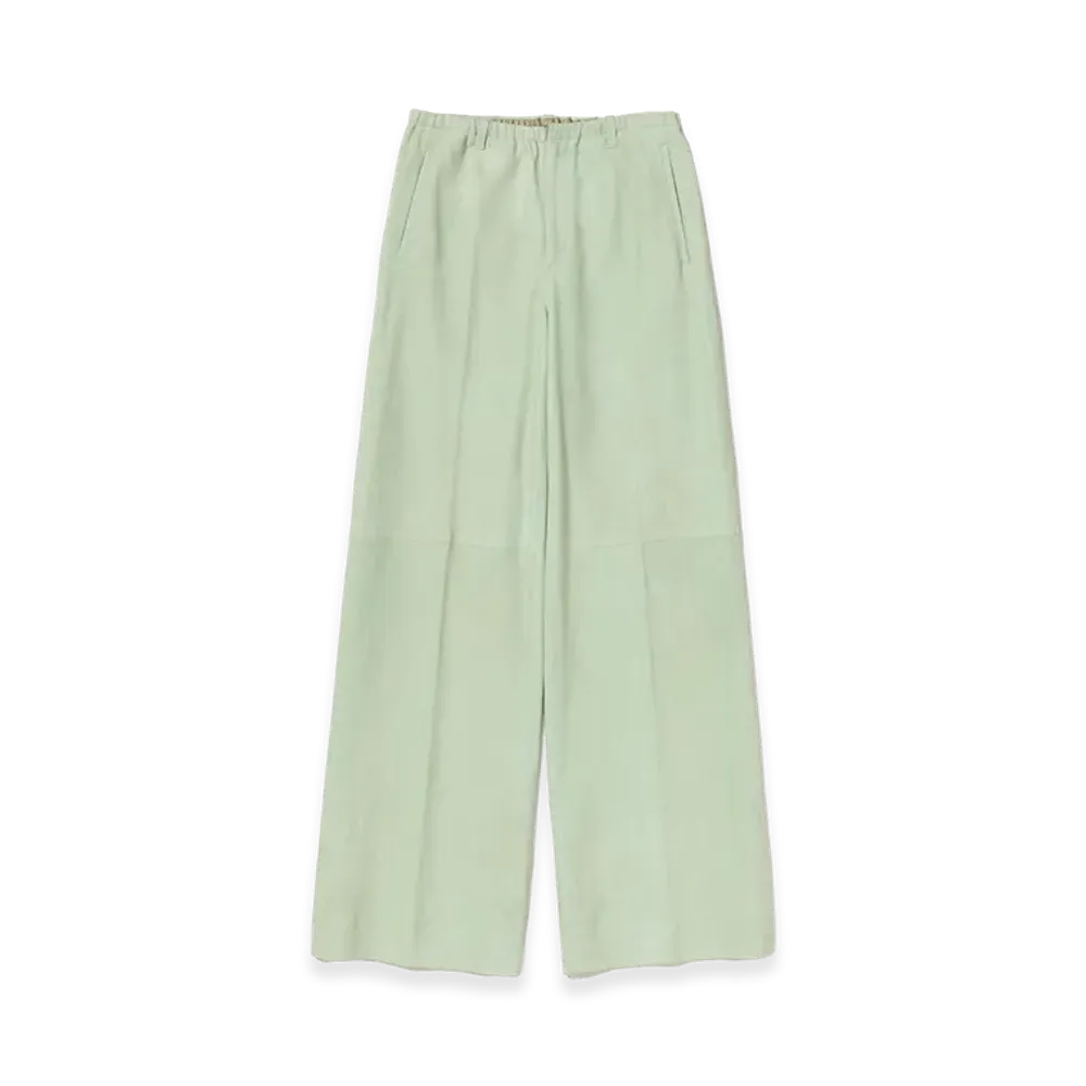 AURALEE Silky Grain Suede Drawstring Pants "Dusty Mint"