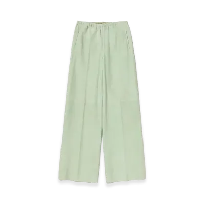 AURALEE Silky Grain Suede Drawstring Pants "Dusty Mint"