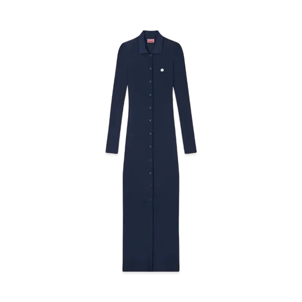 KENZO Long Rib Cardigan Dress "Blue Black"