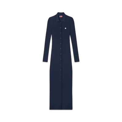 KENZO Long Rib Cardigan Dress "Blue Black"