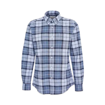 Barbour Lewis Tartan Chuck Button Down Shirt (Tailored Fit) "Light Blue"