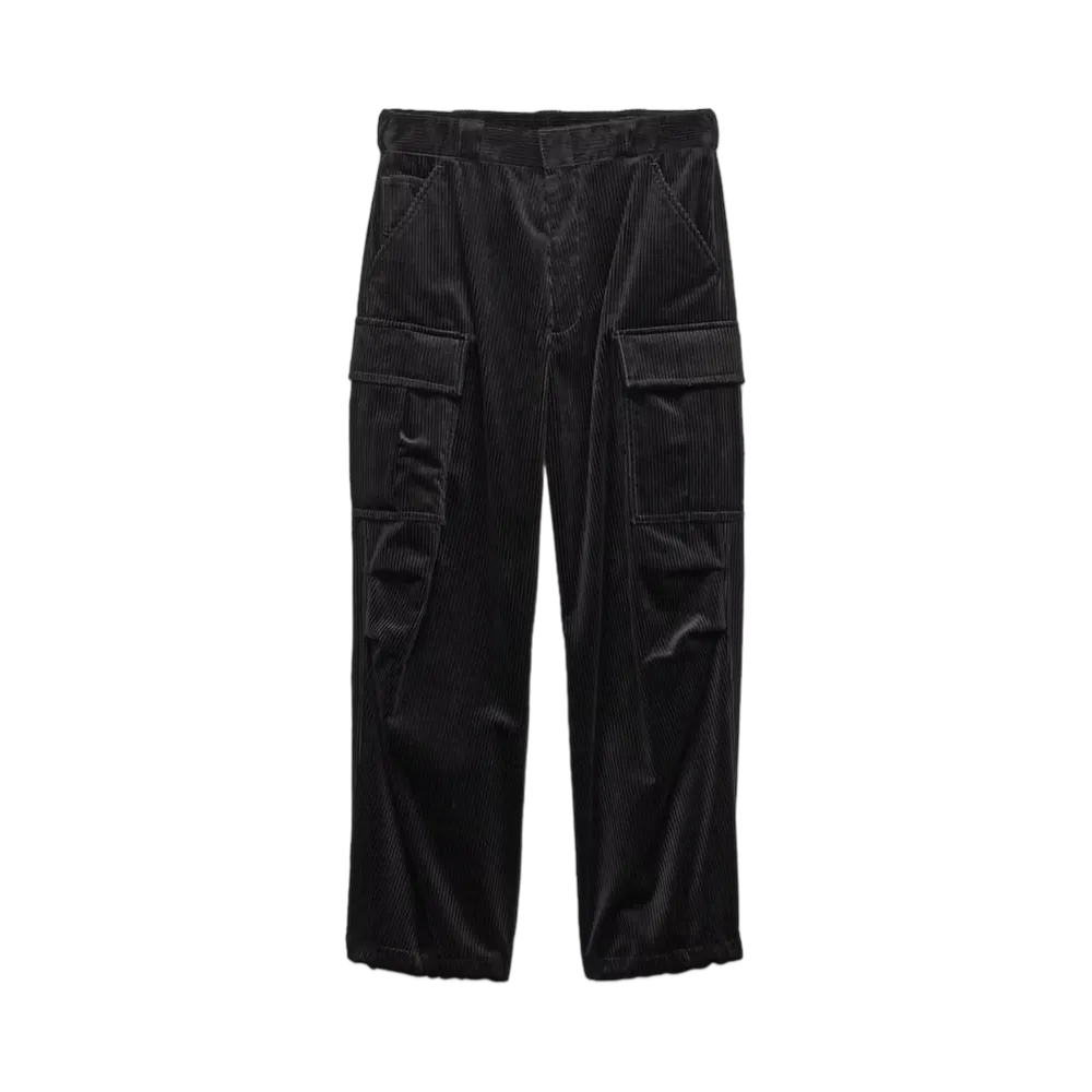 PRADA Men's Corduroy Pants with Cargo Pockets "Black"