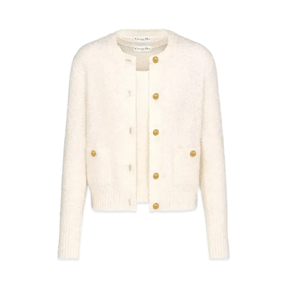 Dior Twinset Ecru Cotton and Wool-Blend Knit